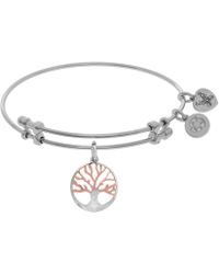 Angelica 7.25 Adjustable White Finish Brass Faith Bangle Bracelet