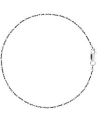 Black And White Barrel Bead Style Chain Anklet In Sterling Silver
