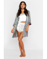 Boohoo Ombre Leopard Kimono Robe - Pink