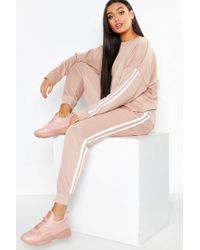 Boohoo Plus Side Stripe Sweat & Jogger Set - Multicolour