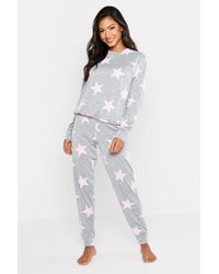 Boohoo Star Print Sweat & Jogger Set - Gray