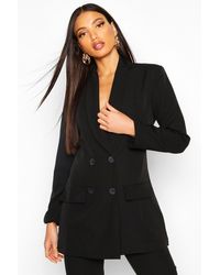 Boohoo Womens Longline Double Breasted Blazer - Black - 6