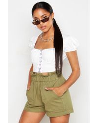 Boohoo Plus Woven Paperbag Shorts - Lyst