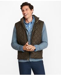 Brooks Brothers Red Fleece Diamond Quilted Full Zip Vest In Blue