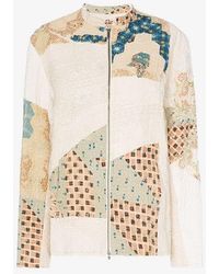 By Walid Classic Victorian Embroidered Patchwork Cotton Bomber Jacket - Multicolour