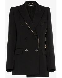 Stella McCartney Double Breasted Zip Wool Blazer - Black