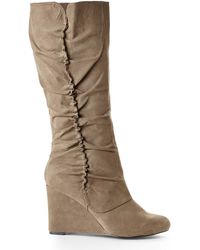 Saint Laurent Taupe Leather Jinny 105 Wedge Boots in Brown (taupe) | Lyst