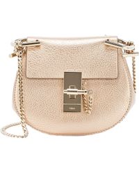 clhoe bag - Chlo Drew Mini Leather Cross-body Bag in Gold (PINK) | Lyst