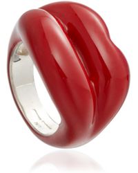 Women S Solange Azagury Partridge Rings Solange Azagury Partridge Red Hotlips Enamel Ring Lyst