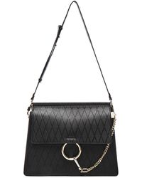 Chlo Faye Diamond-embossed Shoulder Bag in Black | Lyst  