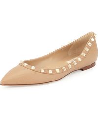 Valentino Rockstud Ballerina Flat in Powder in Beige (powder) | Lyst