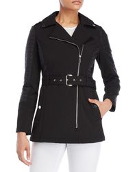 Lyst - Michael Kors Michael Hooded Belted Wool-Blend Coat in Black