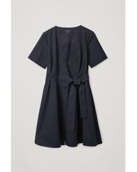 COS Belted Kimono-shape Dress - Blue