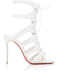 Christian louboutin Amazoulo Suede Gladiator Sandals in White ...  
