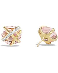 Lyst David Yurman Cable Wrap Drop Earrings With Diamonds In Purple David Yurman Cable Wrap Earrings With Morganite And Diamonds In 18k Gold 10mm