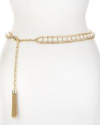 Kate spade Shrunken Panel Belt With Woven Bow in Gold (black/gold ...  