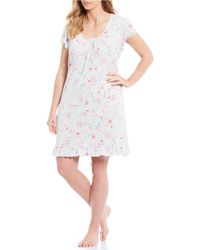 Miss Elaine Plus Sofiknit Floral-print Nightgown - White