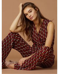 Diane von Furstenberg Terria Silk-jersey Wrap Jumpsuit - Multicolour