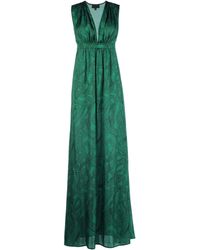 Zara Long Gathered Dress in Green (Green / Blue) | Lyst