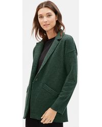 Eileen Fisher Boiled Wool Slouchy Jacket In Responsible Wool - Green