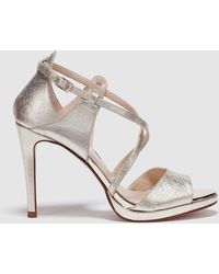 gold leather high heel sandals