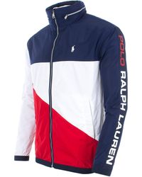 red and blue polo jacket