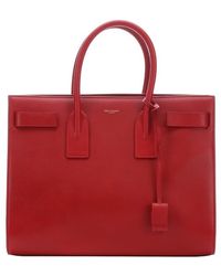 Saint laurent Red Large Shopping Tote Bag in Red | Lyst