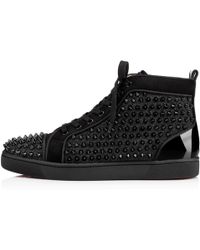 Christian louboutin Lou Spiked Leather High-Top Sneakers in Black ...  