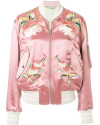 Gucci Floral Embroidered Bomber Jacket - Pink