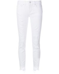 Dondup Skinny-Cropped-Jeans in Distressed-Optik - Weiß