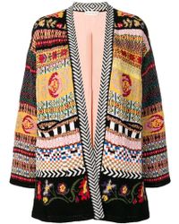 Etro Jacquard Wool-blend Cardigan in Red - Lyst