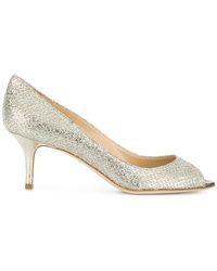 Lyst - Jimmy Choo Silver and Gold Glitter Leather Isabel Kitten Heel ...