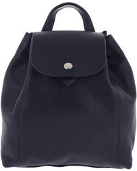 Le Pliage Leather Backpack Navy