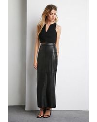 Forever 21 Faux Leather Maxi Skirt in Black | Lyst