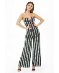 Forever 21 Sequin Flare-leg Jumpsuit , Silver - Metallic