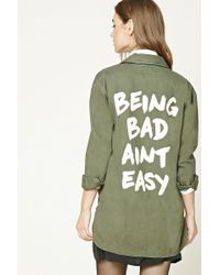 Forever 21 Women's Being Bad Aint Easy Jacket - Green