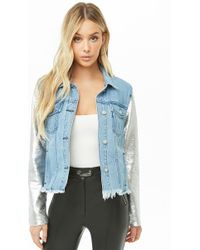 Forever 21 Veste en jean à paillettes - Bleu