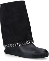 Women's Casadei Overknee Boots 1T915 platform suede black Women's Casadei Overknee Boots 1T915 platform suede black
