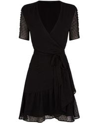 AllSaints Delana Wrap Dress in Black - Lyst