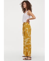 H&M Wide-leg Pants - Yellow