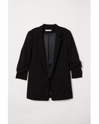 H&M Blazer mit gerafften Ärmeln - Schwarz