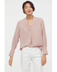 H M Draped Satin Blouse In Purple Lyst