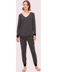 Kate Spade Love Dot Jersey Long Pj Set - Black