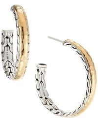 Lyst John Hardy Palu Hammered Silver Hoop Earrings In Metallic John Hardy Clic Chain Palu Silver Gold Hoop Earrings Lyst