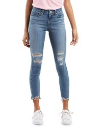 Levi's Mid-rise Distressed Skinny Jeans - Blue