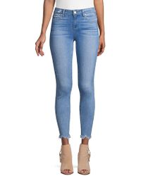 PAIGE Verdugo Frayed Hem Skinny Jeans - Blue