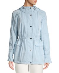 Calvin Klein Logo Embroidered Hooded Jacket - Blue