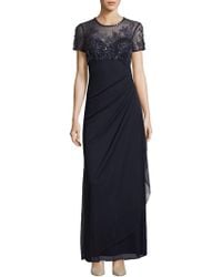 xscape ruched beaded gown