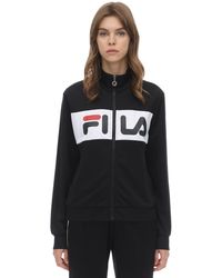 Fila Logo Stripe Zip-up Techno Track Top - Black