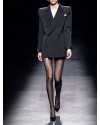 Saint Laurent Plumetil Polka Dot Lycra Tights - Black